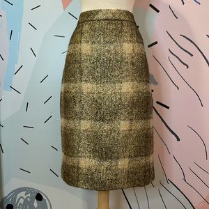 JCrew Collection Metallic Plaid Italian Wool Pencil Skirt